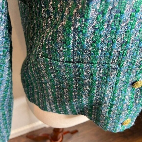 J.Crew Womens $228 Tweed Lady Jacket Blue Green Size 8 BS926 - Picture 3 of 11